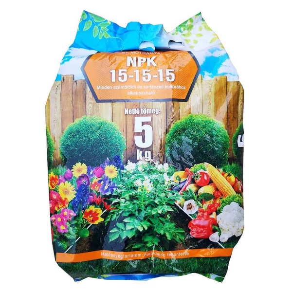 Komplex NPK 15-15-15 5 kg alap műtrágya nitrogén foszfor kálium