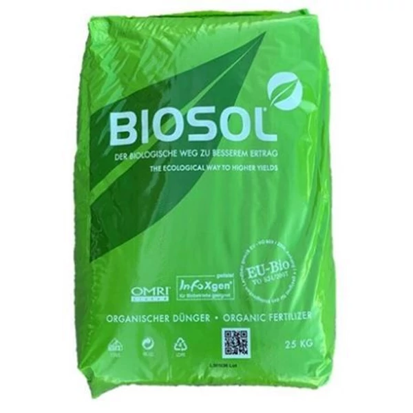 Biosol 25 kg szerves trágya fűre, pázsitra, zöldségfélékhez és gyümölcsösökhöz