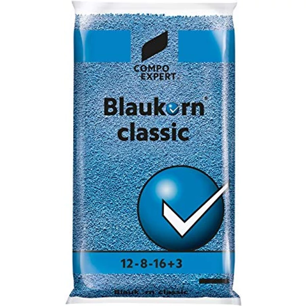 Compo Blaukorn classic 12-8-16+Me 25 kg klórmentes alap és fejtrágya nitrifikáció gátló adalékkal